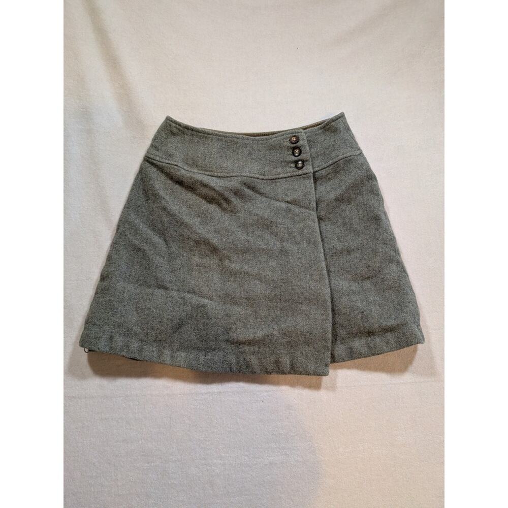 eddie bauer sage green wrap skirt wool rayon blend size 8